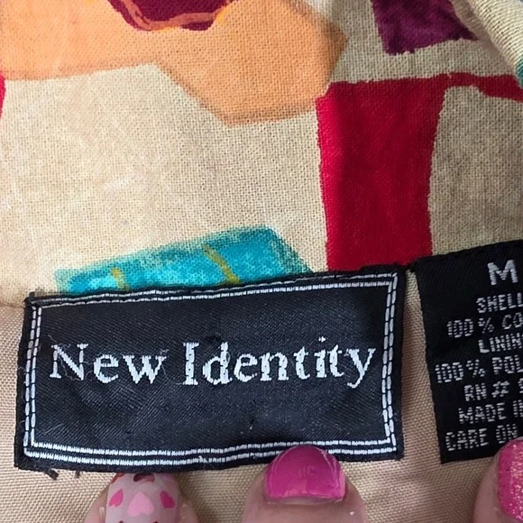 New Identity Blazer Jacket Primitive Abstract Animal Art India Cotton Boho sz M - Picture 3 of 6